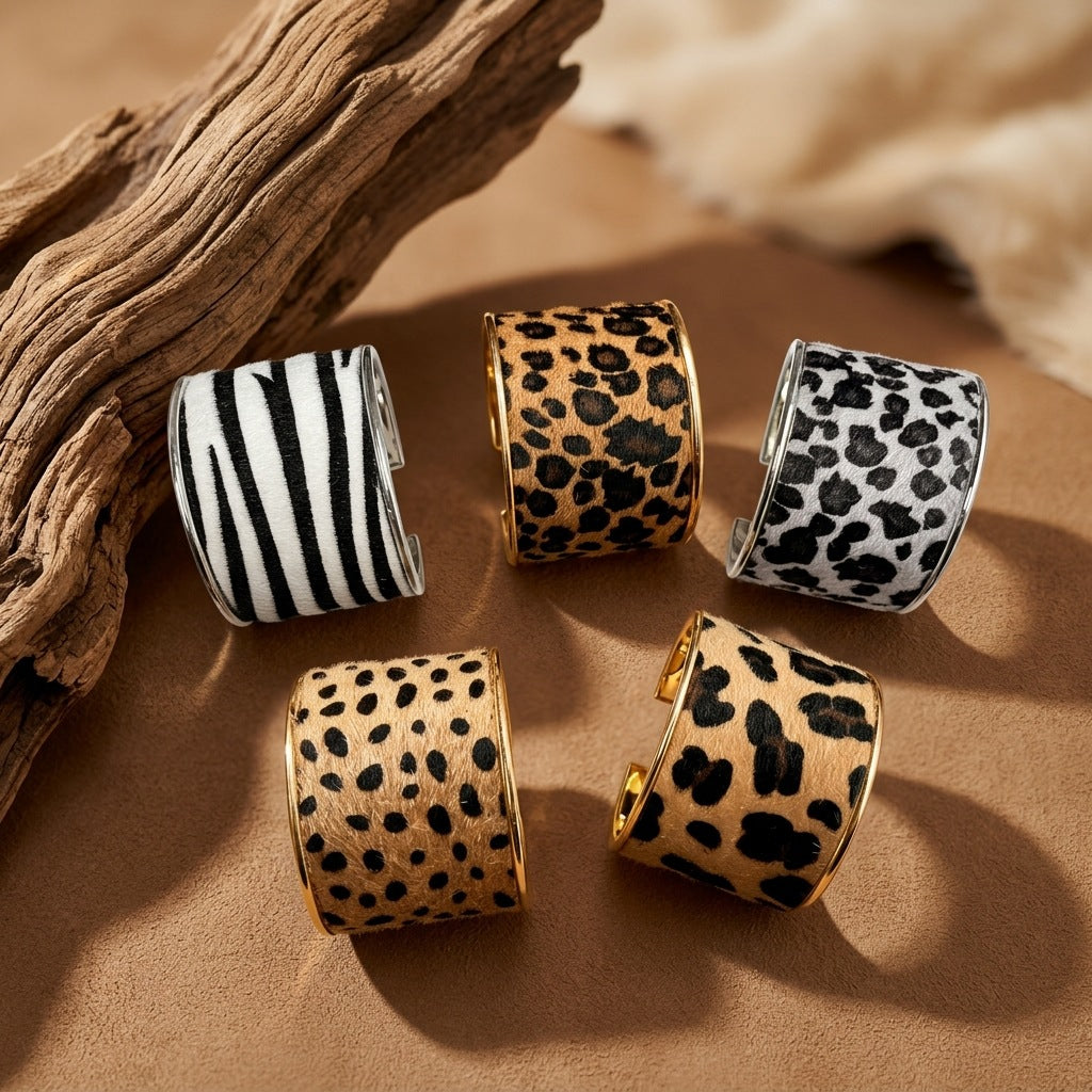 Zebra Print Wide Version Open-ended Fashion Retro Horse Fur Bracelet
