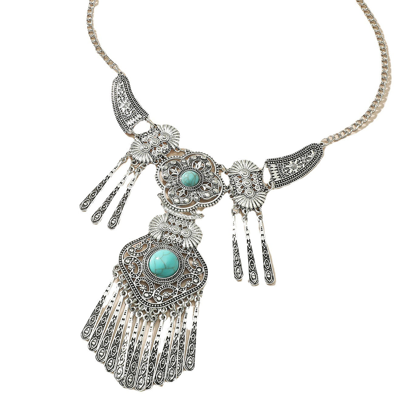 Retro Turquoise Nepal Alloy Plating Tibetan Necklaces