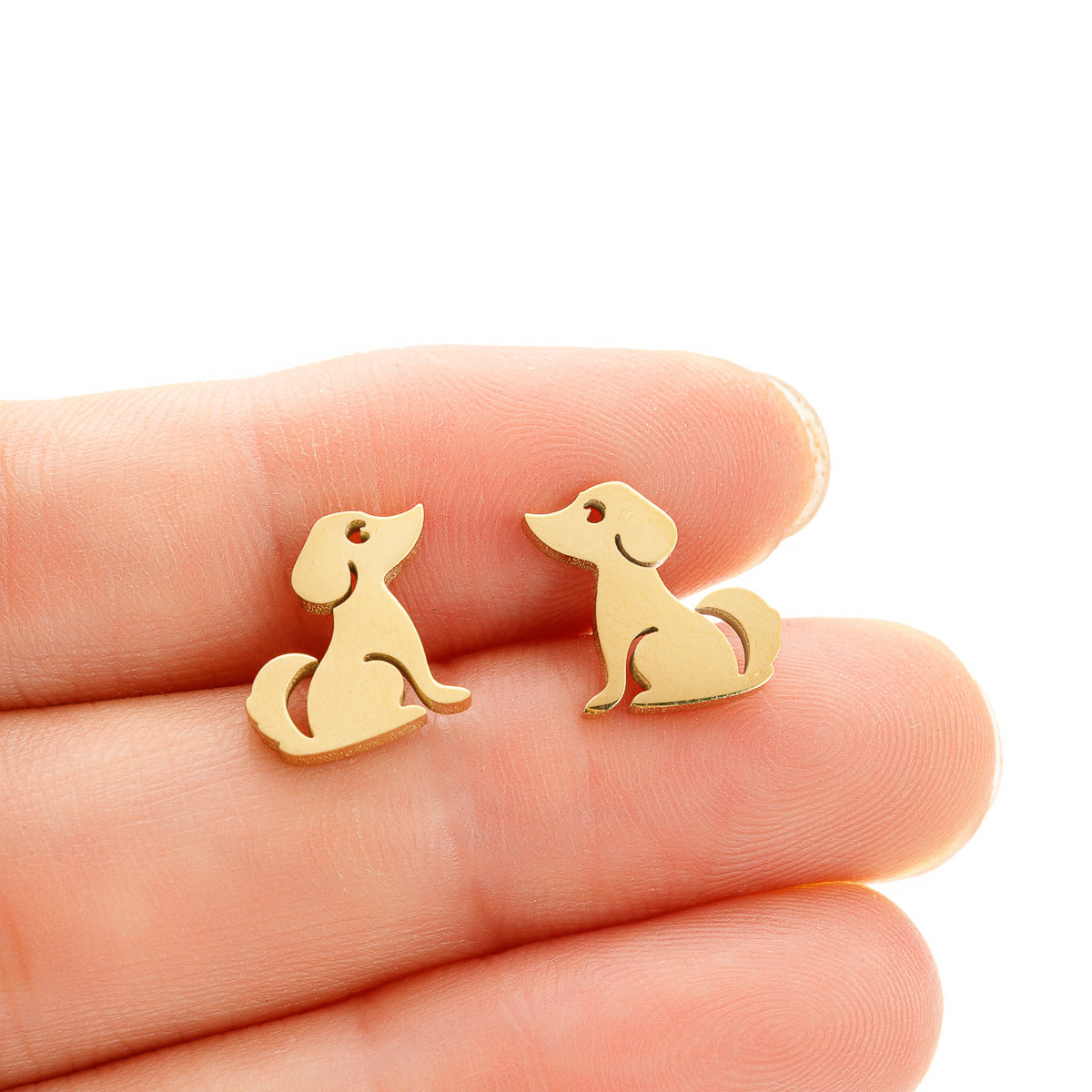 Boucles d'oreilles simples en acier inoxydable pour chien du zodiaque chinois