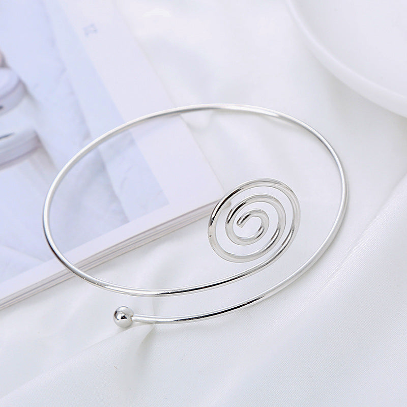Temperament Simple Cold Style Armband Metal Spiral Opening Small Golden Bracelet
