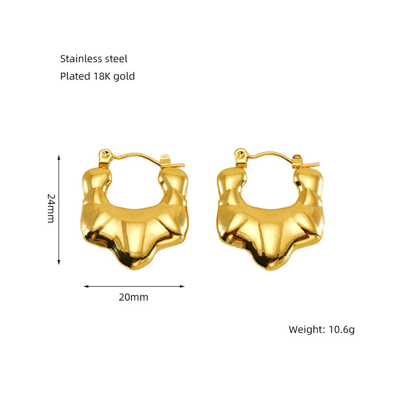 High-grade Stainless Steel Gold-plated Retro Design Earrings