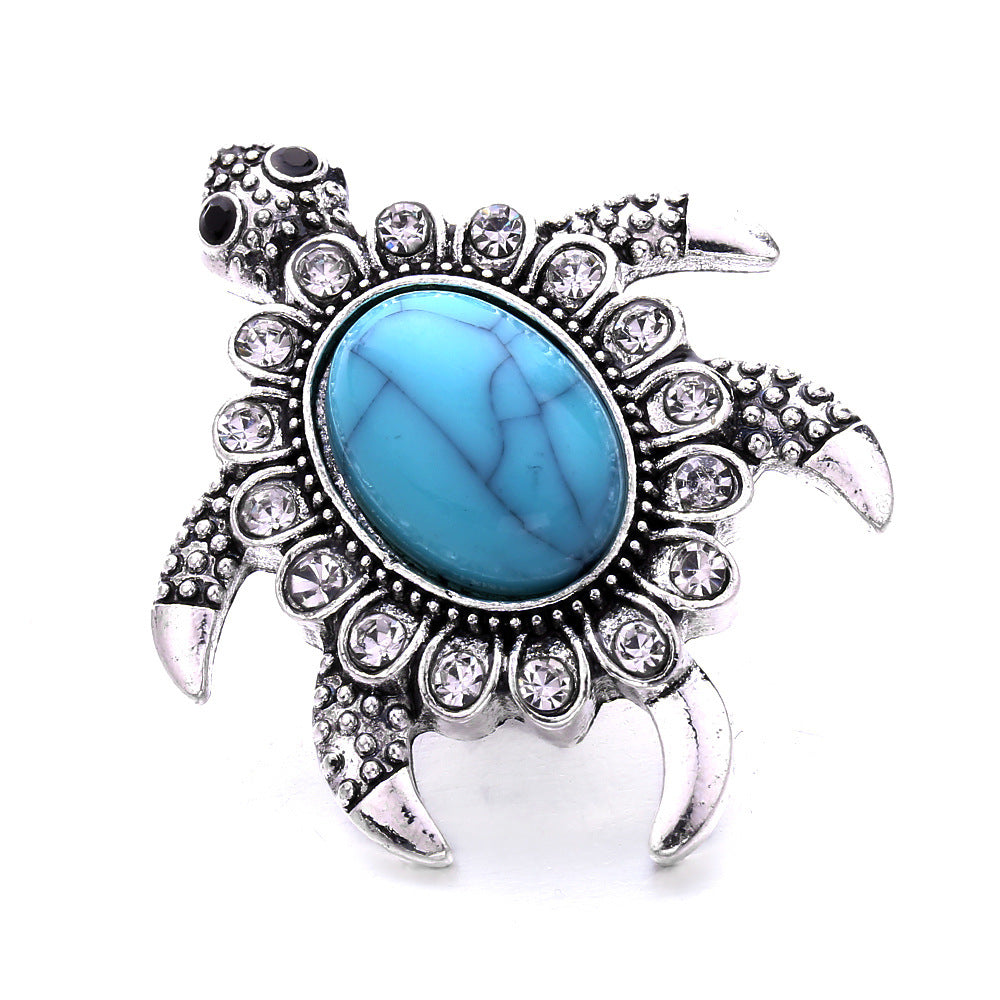 Cool Turquoise Turtle With Diamond Button Bracelets