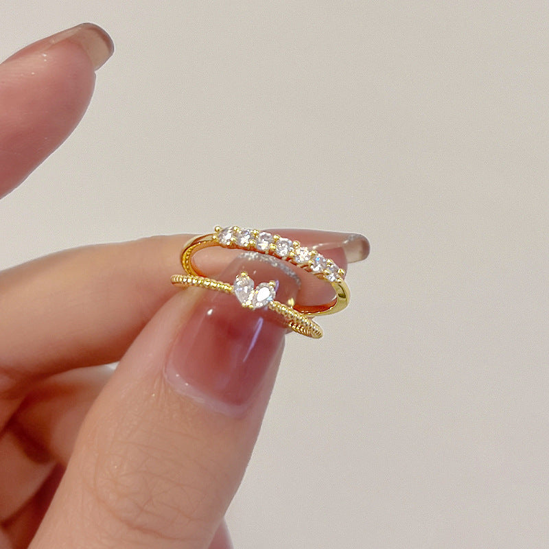 Women's Drill Zircon Index Finger Fresh Sweet Small Loving Rings