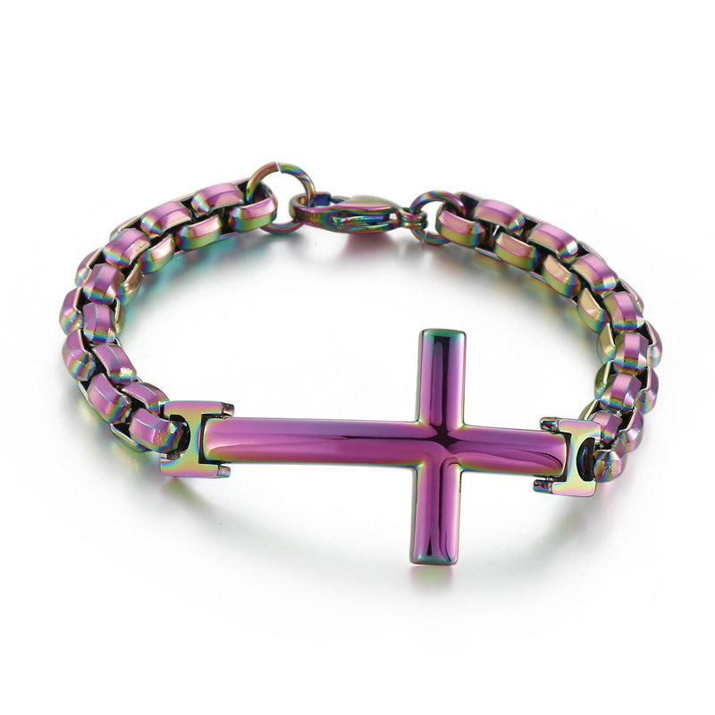 Men's Personalized Titanium Steel Trendy Stainless Cross Square Bracelets