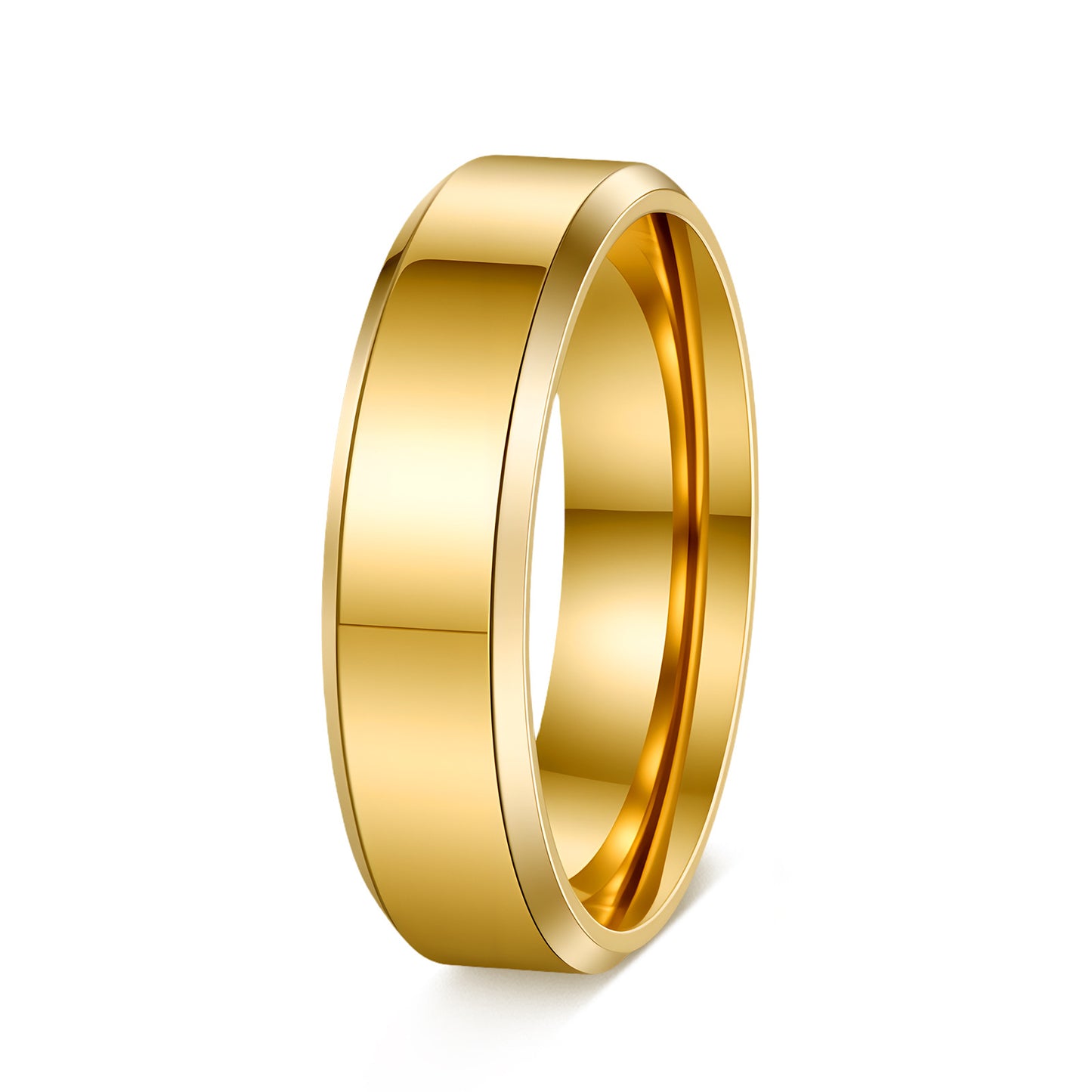 Women's & Men's Glossy Double Beveled Titanium Steel Wide Fashion Ring