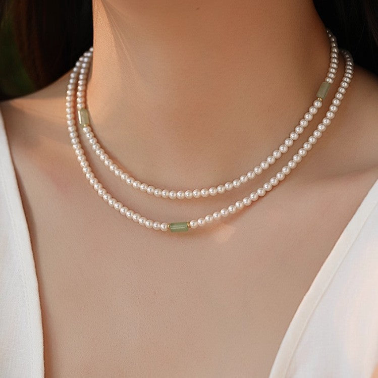 Women's Long Pearl Fashion Double Layer Twin Necklace