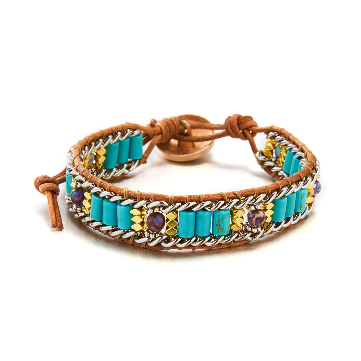 Style Turquoise Natural Stone Chain Woven Bracelets