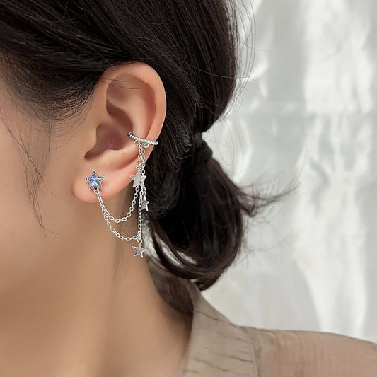 Boucles d'oreilles longues une pièce créatives uniques à pampilles étoiles