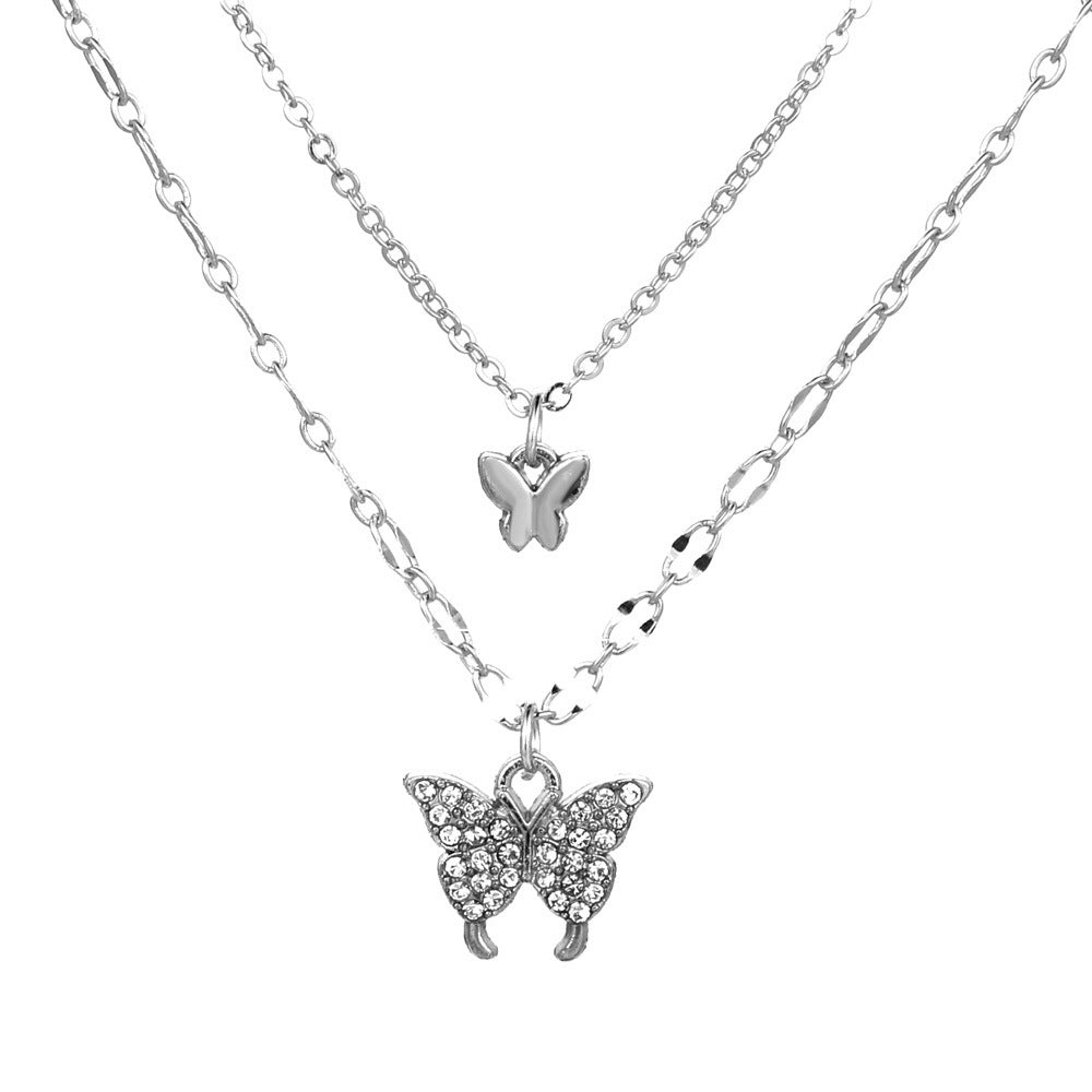 Women's Diamond Butterfly Design Temperament Clavicle Chain Necklaces