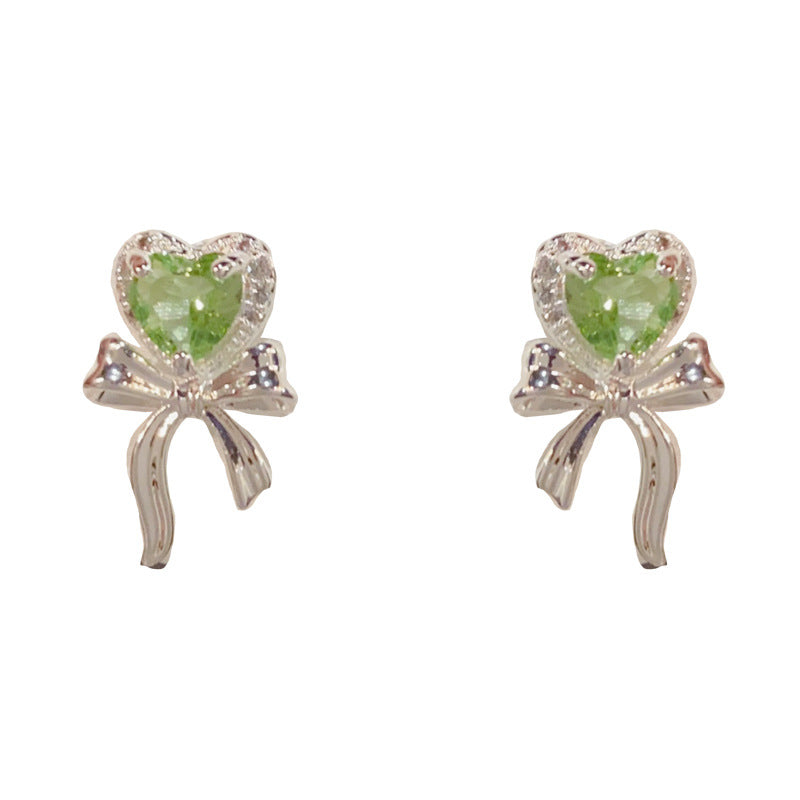 Fashion Simple Thick Love Heart Bow Tie Exquisite Light Earrings
