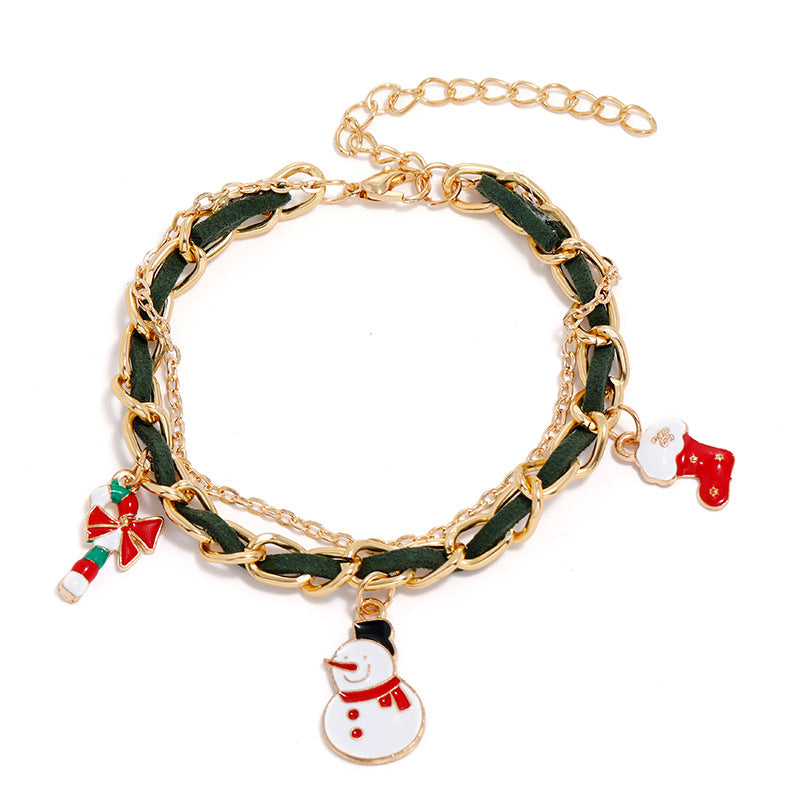 Women's Trendy Niche Creative Christmas Snowman Crutches Bracelets