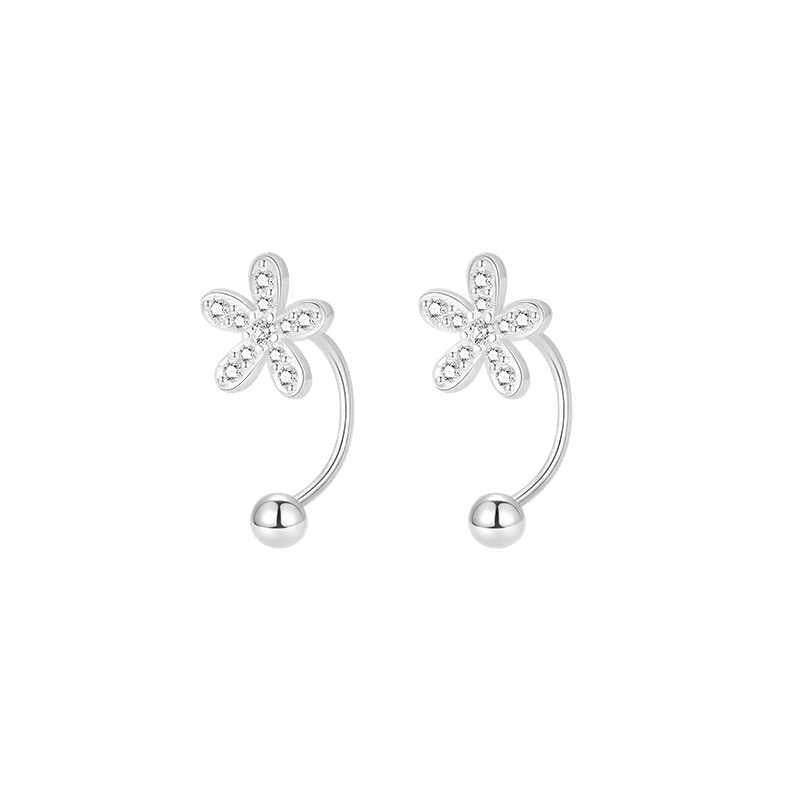 Small Diamond Flower Screw Tightening Buckle Ear Hook Classic Sweet Earrings