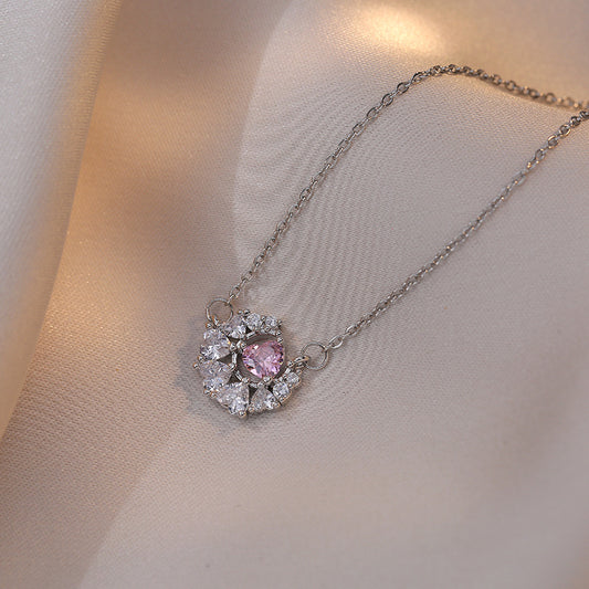 Luxury Minority Love Pink Diamond Star Ornament Necklaces