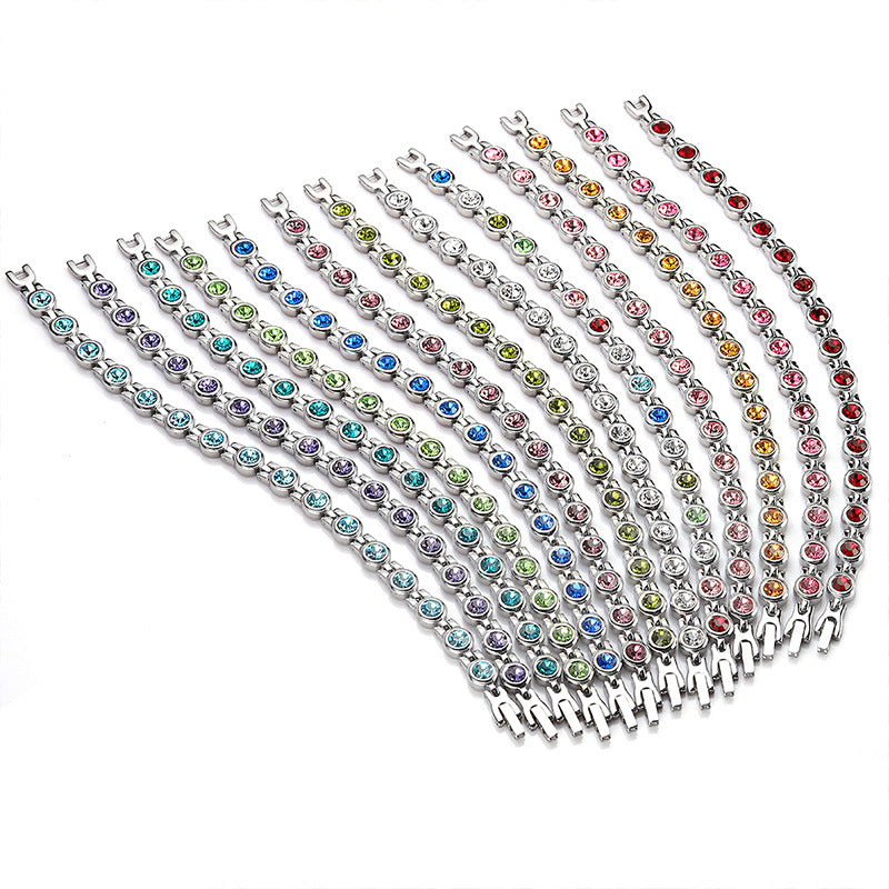 Bracelets simples en acier inoxydable avec strass et Zircon pour femmes