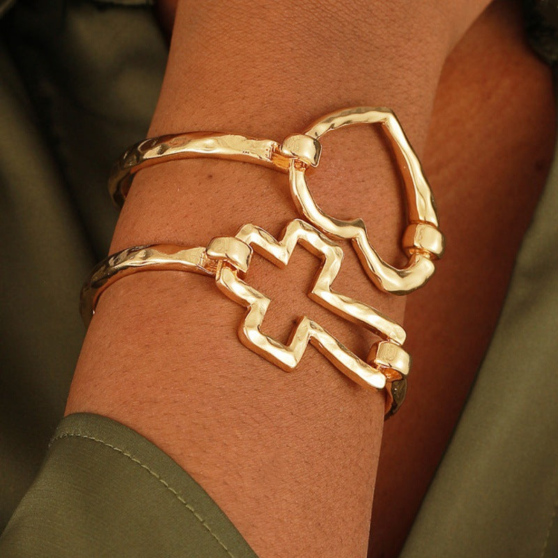 Fashion Design Creative Cross Love Electroplating Bracelet