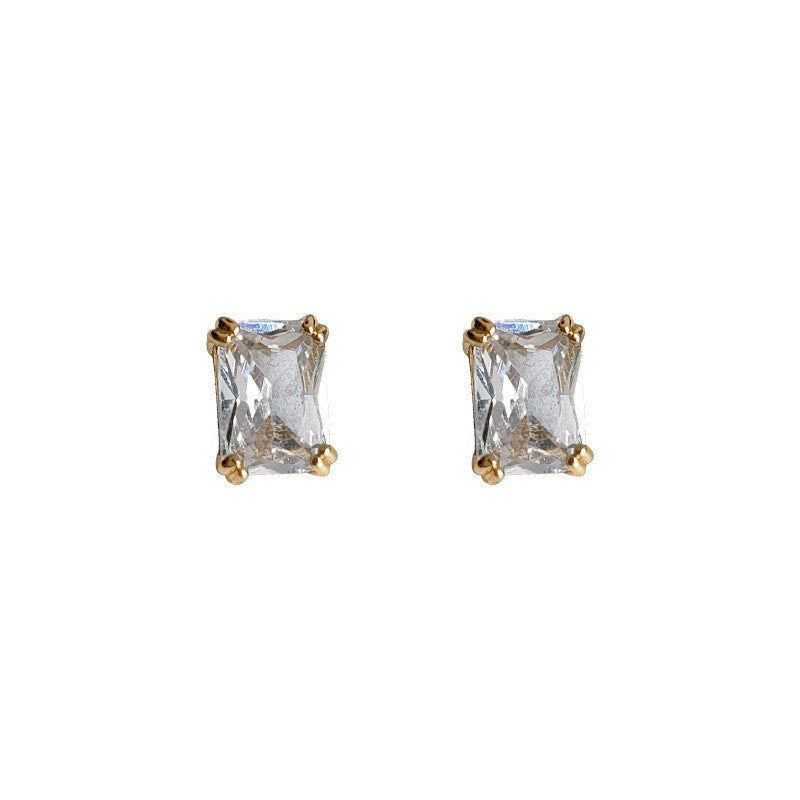 Micro Inlaid Zircon Mini Sier Needle Plated Earrings