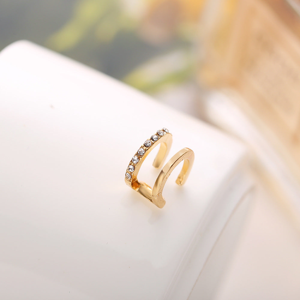 Simple Lines Spot Drill Double Personality Ear Clip