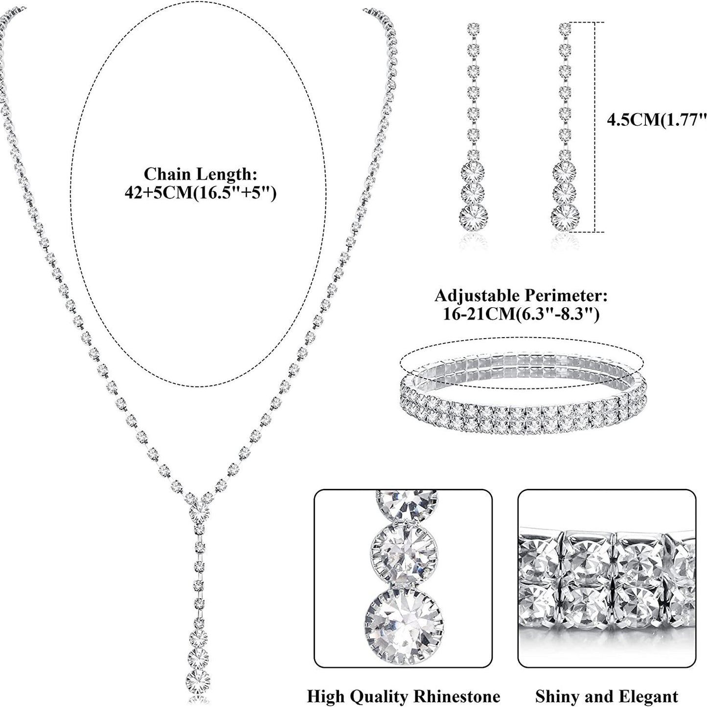 Bridesmaid Prom Costume Rhinestone Bridal Wedding Metal Jewelry Set