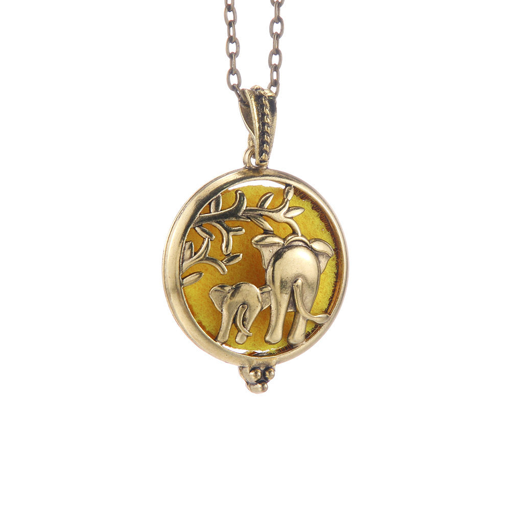 Hollow Lucky Tree Round Alloy Medal Charm Necklace