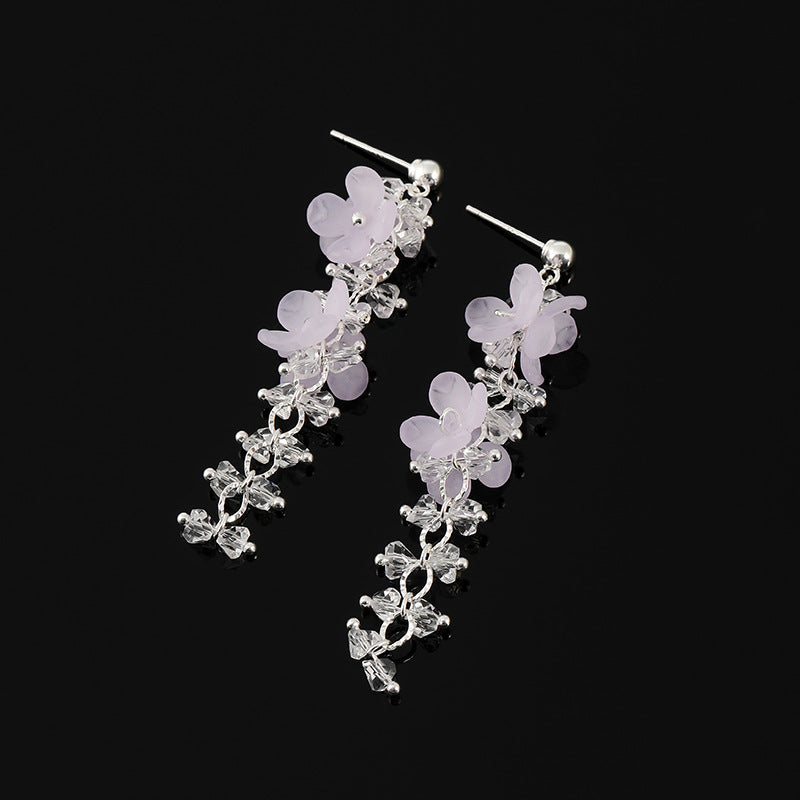 Women's Mosquito Coil Earless Long Tassel Sier Earrings