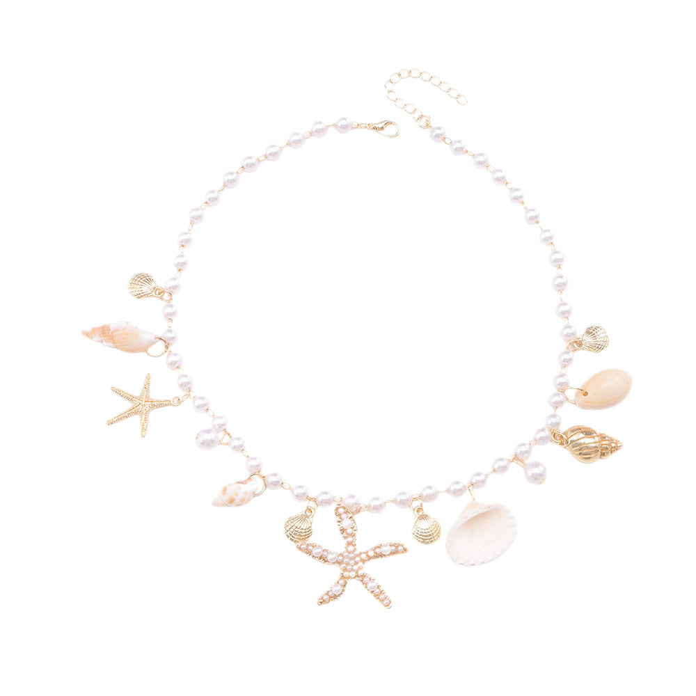 Women's Ocean Vacation Style Shell Starfish Pearl For Light Necklace