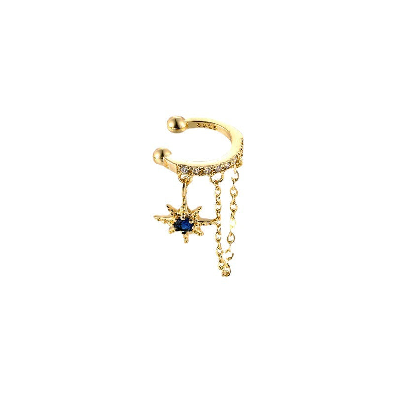 Women's French Style Chain Klein Blue Retro Gold Asterism Rings