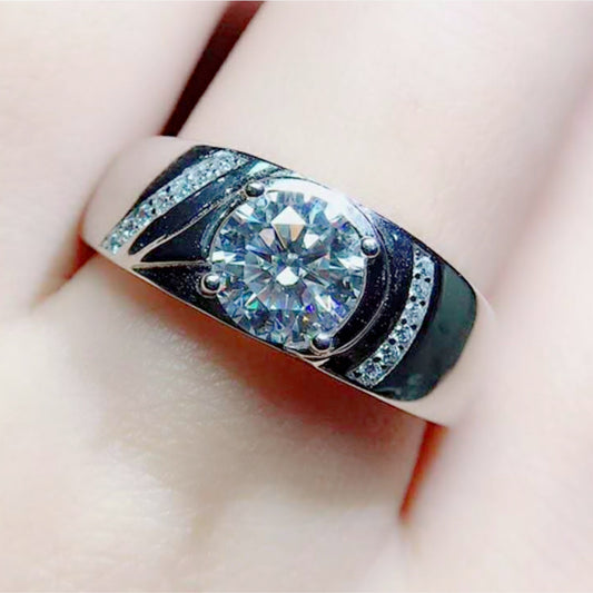 Men's Design Zircon Business Imitation Moissanite Live Size Classic 2 Rings