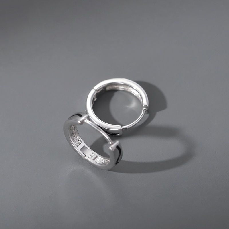 Men's Black White Striped Design High Sense Ear Trendy Unique Rings