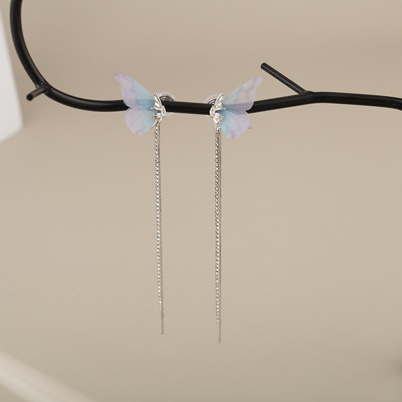 Fairy Gentle Gradient Butterfly Long Fringe Elegant High Sense Mosquito Ear Clip