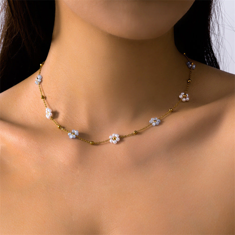 Women's Korean Style Fresh Flower Pearl Elegant Jewelry Set