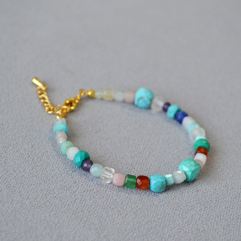 Colorful Real Stone Beaded Stacked Belt Bracelets