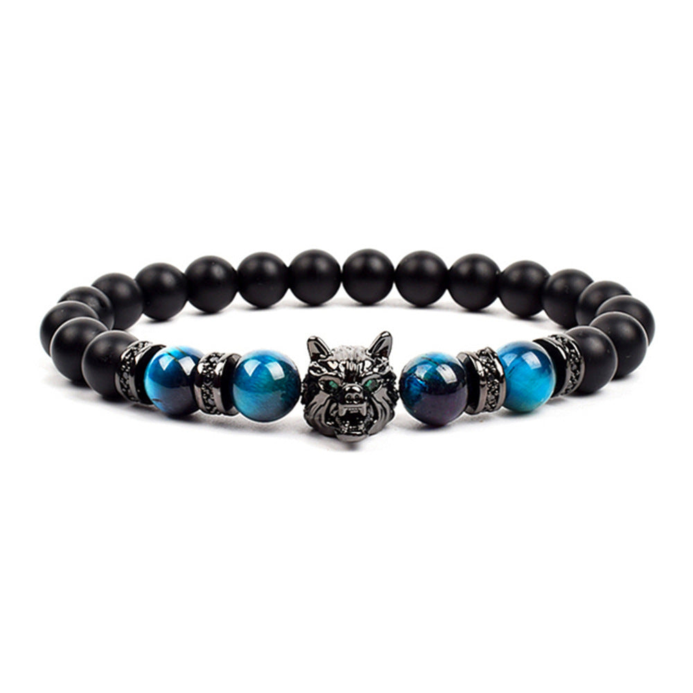 Bracelets en Zircon incrustés de Micro tête de loup dominateur pour hommes