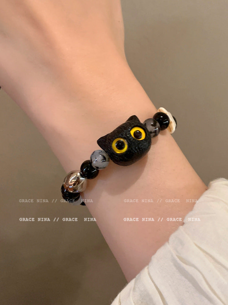 Cute Cat Beaded Female Light Luxury Minority Bracelets