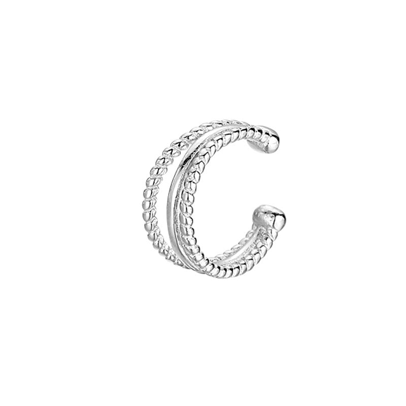 Earless Female Temperament Fashion Sense Glossy Twist Rhinestone Geometric Ear Clip
