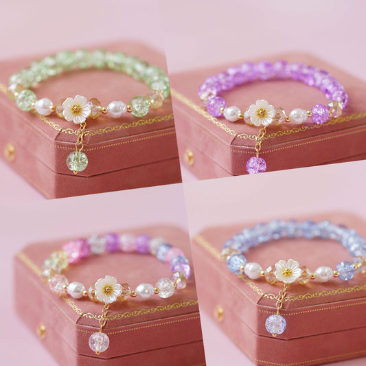 Petite fleur colorée perle femelle style Mori pour bracelets