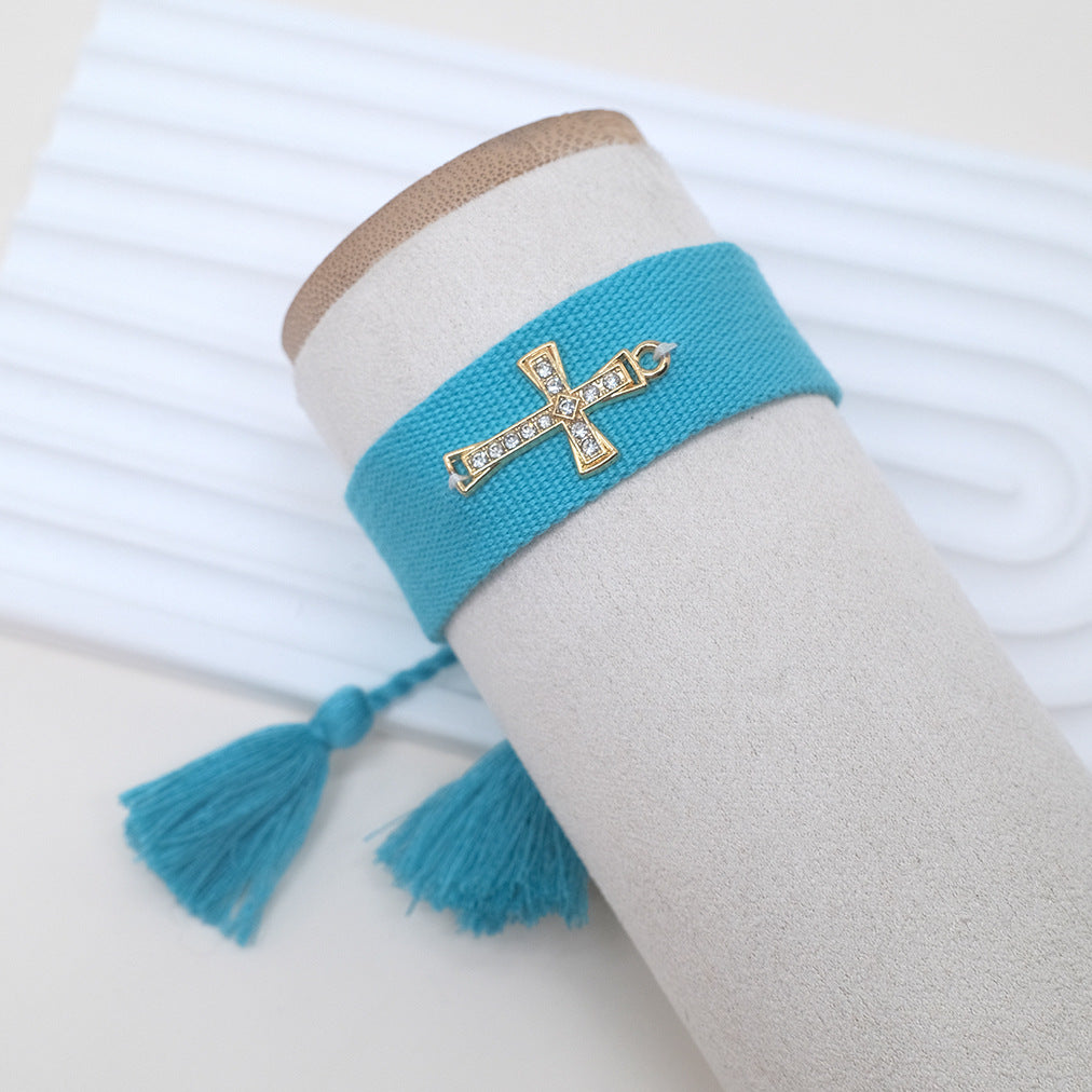 Cross Hand-woven Bohemian Embroidered Letter Wrist Bracelets