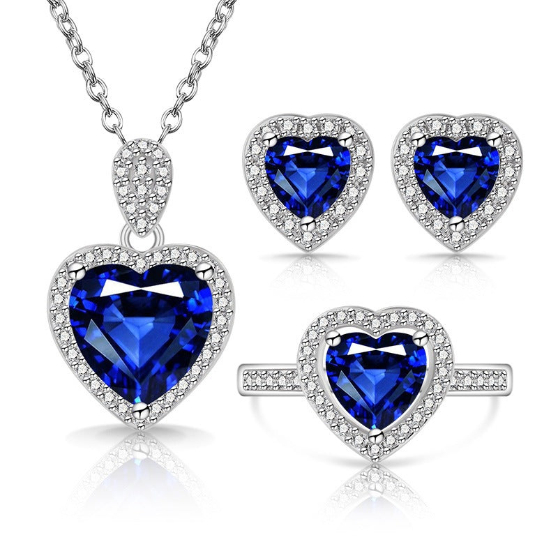 Streaming Fashion Colored Gems Crystal Suit Love Jewelry Set
