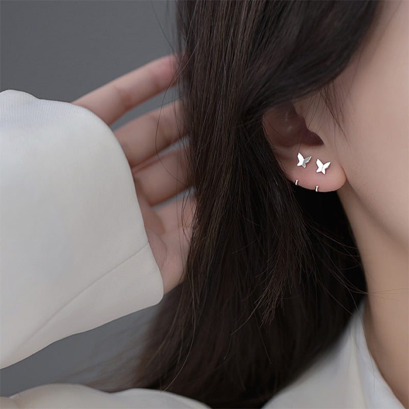 Women's Butterfly For Ear Hook Elegant High-grade Round Face Show Small Rings