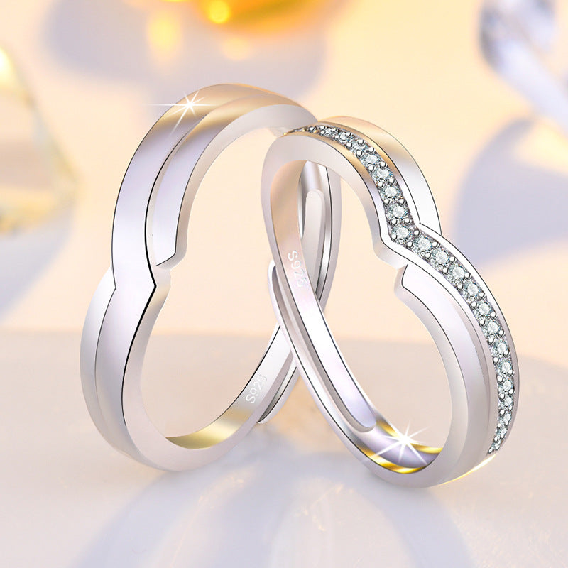 Women's & Men's Couple And Overlapping Design Light Luxury Gang Drill Rings