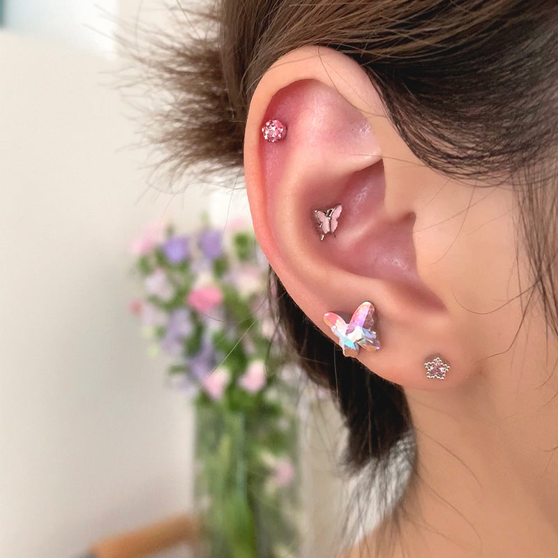 Fantasy Cochlear Ear Bone Advanced Sense Titanium Steel Flat Bottom Stud Earrings