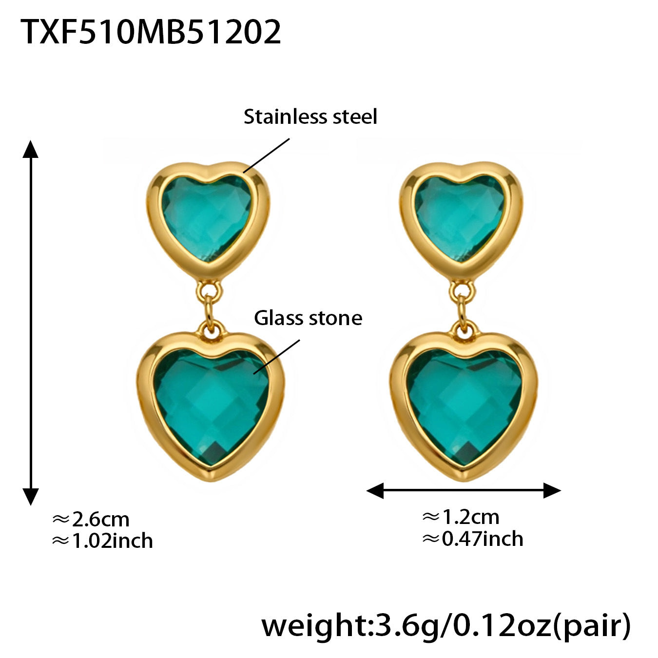 Cut Candy Color Heart-shaped Glass Stone Fashion Exquisite Stainless Rings