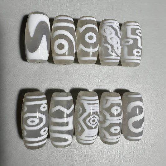 Agate Snowland White Tiger Tooth Multi Totem Bracelet