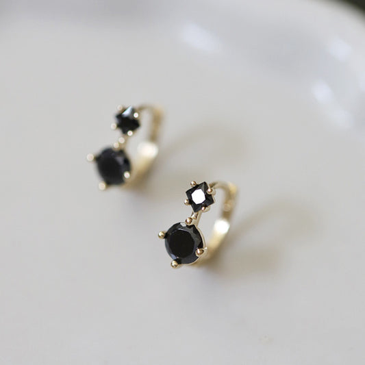 Women's Sier Gold Plated Ear Black Zircon Gothic Style Earrings