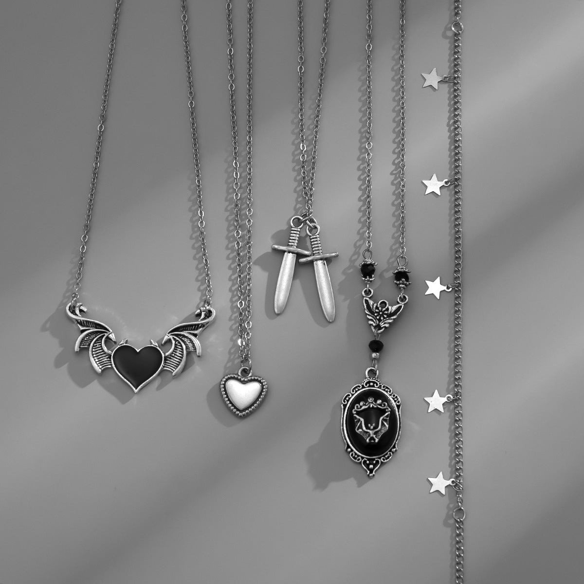 Punk Heart Wings Pendant Neck Accessories Necklaces