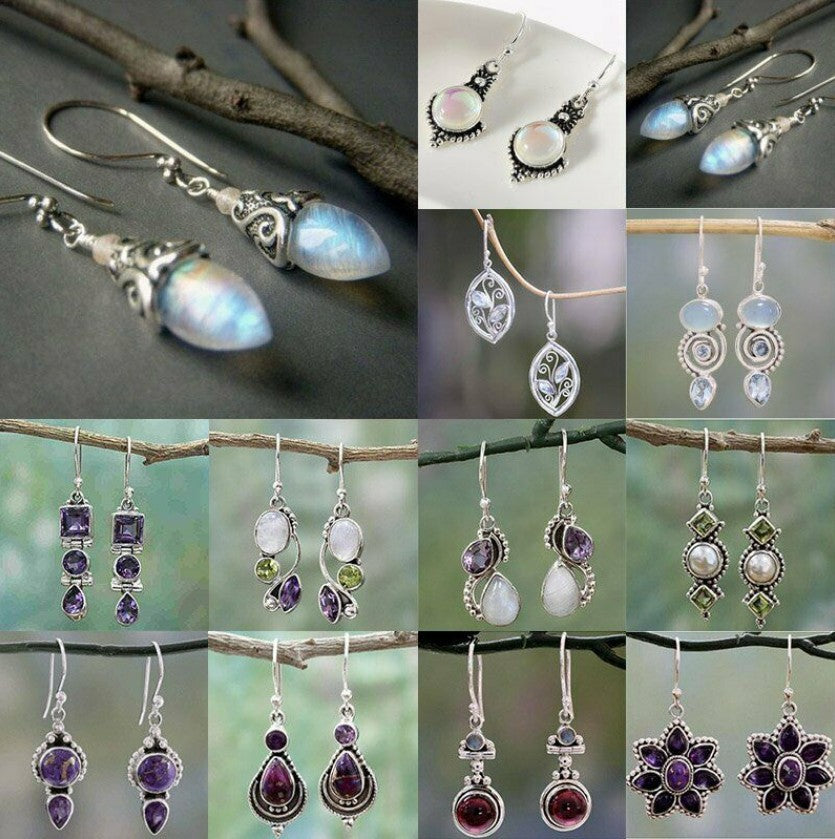 Inlaid Sea Blue Topaz Female Creative Rotational Water Drop Earrings