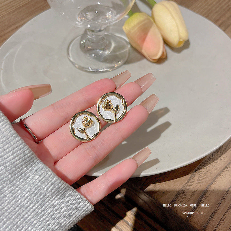 Women's Needle Fresh Flower For Mori Temperamental Stud Earrings