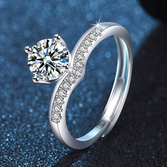 Diamond Crown Simulation Female Temperament Wild Rings