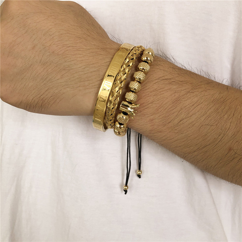 Costume tressé couronne pour hommes, bracelets de type Punk en titane