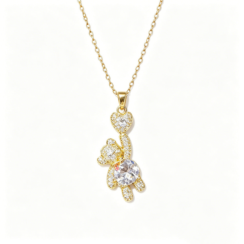 Female With Hearts Zircon Bear Light Luxury Pendants