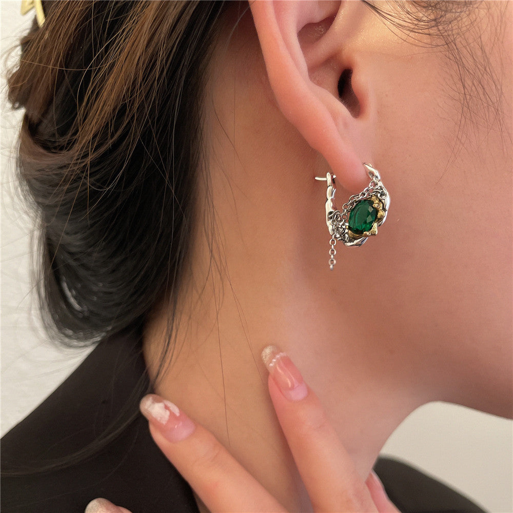 Designer Zircon Gold Sier Contrast Color Chain Earrings